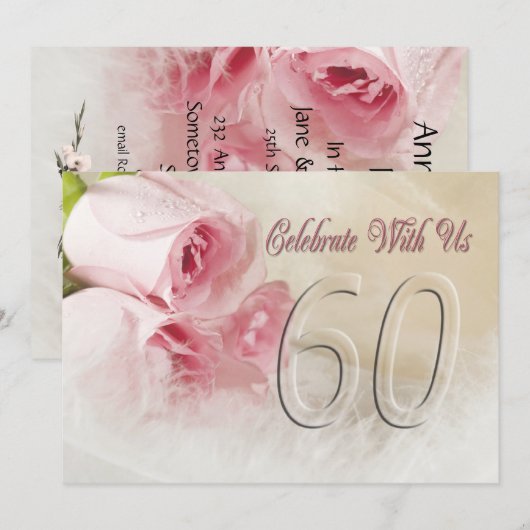 uitnodiging van een partij van de Jubileum voor 60 (Voorkant / Achterkant)