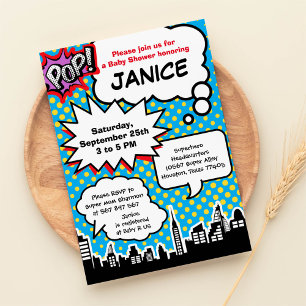 Uitnodiging van een superheld Baby shower