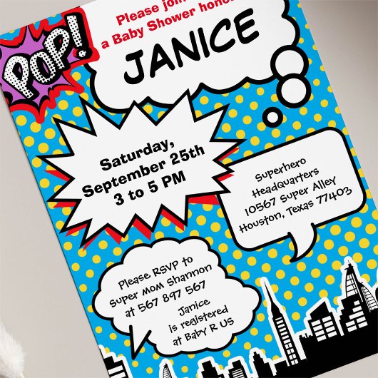 Uitnodiging van een superheld Baby shower