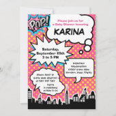 Uitnodiging van een superheld Baby shower (Voorkant)