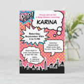 Uitnodiging van een superheld Baby shower (Staand voorkant)