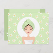 Uitnodiging van een verjaardagsfeest met plumeria (Voorkant / Achterkant)