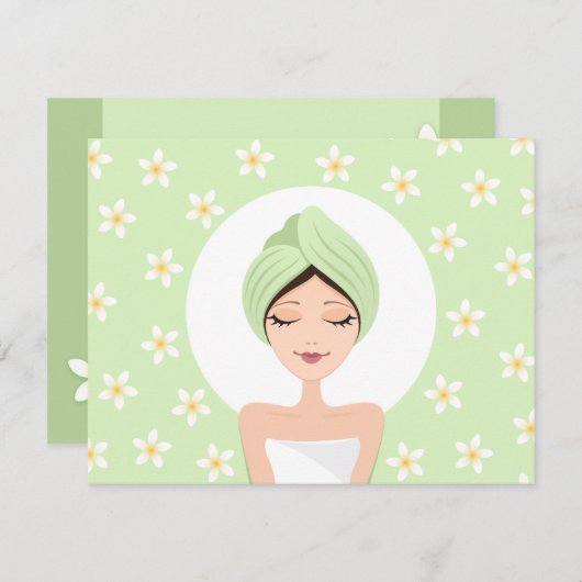 Uitnodiging van een verjaardagsfeest met plumeria (Voorkant / Achterkant)