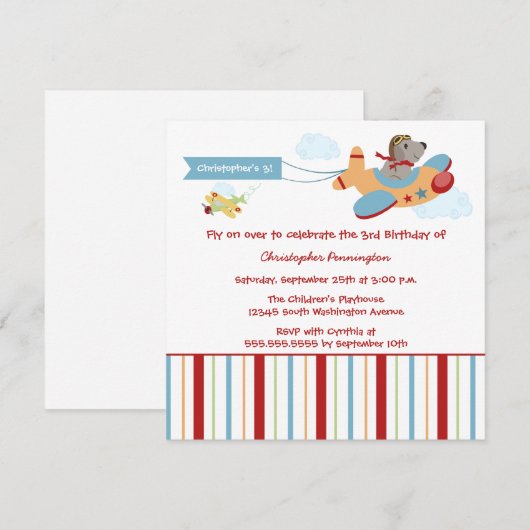 Uitnodiging van een vliegende hond-piloot op verja (Voorkant / Achterkant)