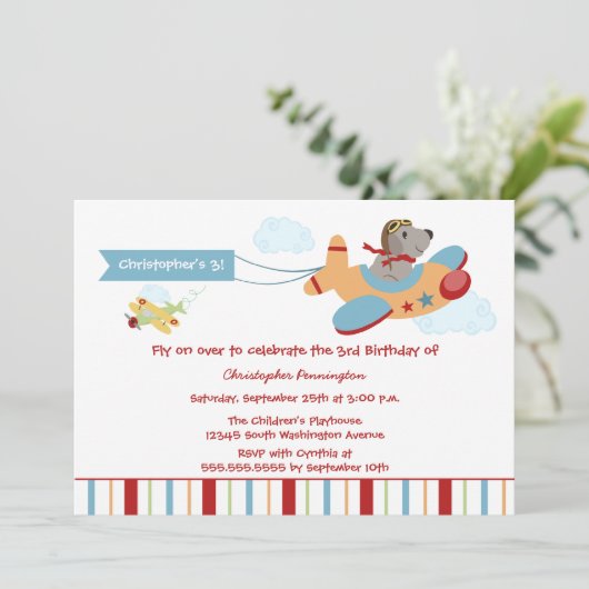 Uitnodiging van een vliegende hond-piloot op verja (Staand voorkant)