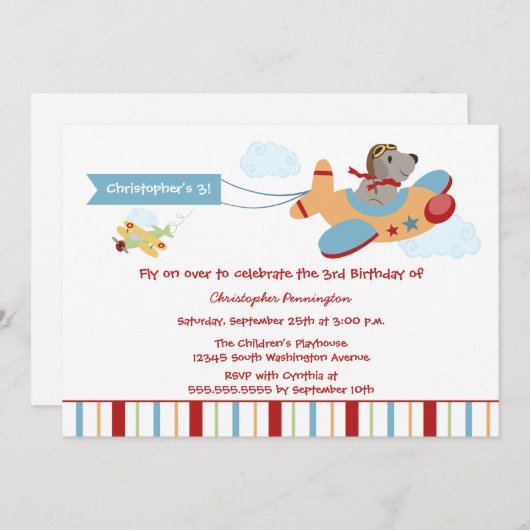 Uitnodiging van een vliegende hond-piloot op verja (Voorkant / Achterkant)