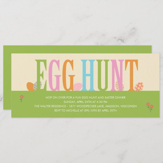 Uitnodiging van Egg Hunt Easter Party (Voorkant / Achterkant)