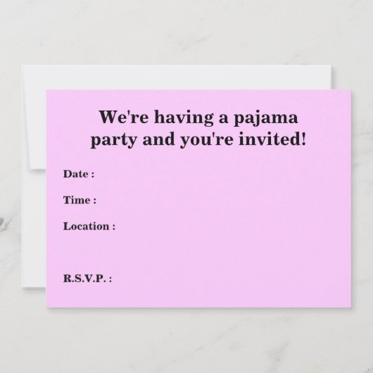 uitnodiging van elegant pajama (Achterkant)