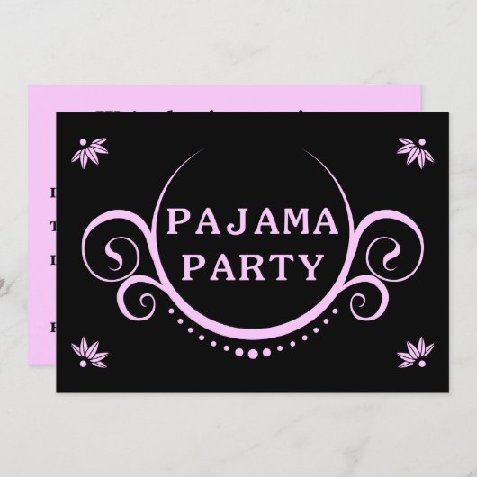 uitnodiging van elegant pajama (Voorkant / Achterkant)