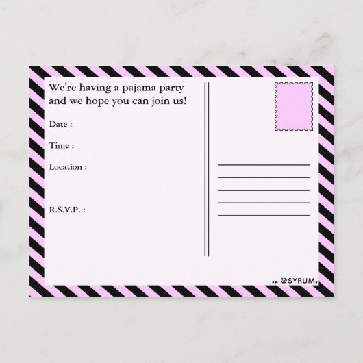 uitnodiging van elegant pajama (Achterkant)