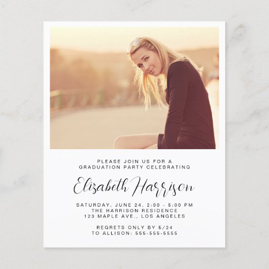 Uitnodiging van Elegant Photo Budget Graduparty (Achterkant)