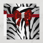 Uitnodiging van Elegant Red Zebra Party (Voorkant / Achterkant)