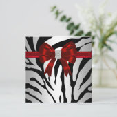 Uitnodiging van Elegant Red Zebra Party (Staand voorkant)