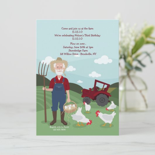 Uitnodiging van Farmer Harper (Staand voorkant)