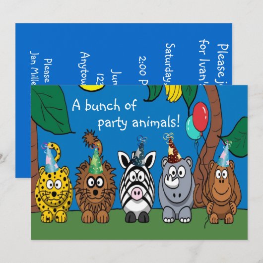 Uitnodiging van feestdag voor kinderen (Voorkant / Achterkant)