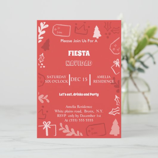 Uitnodiging van Fiesta Navidad Holiday (Staand voorkant)