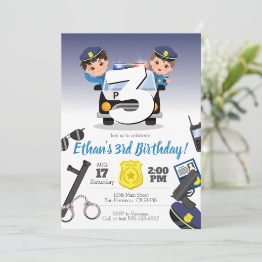 Uitnodiging van Fireman Party (Staand voorkant)