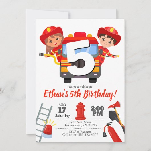 Uitnodiging van Fireman Party (Voorkant)