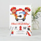 Uitnodiging van Fireman Party (Staand voorkant)
