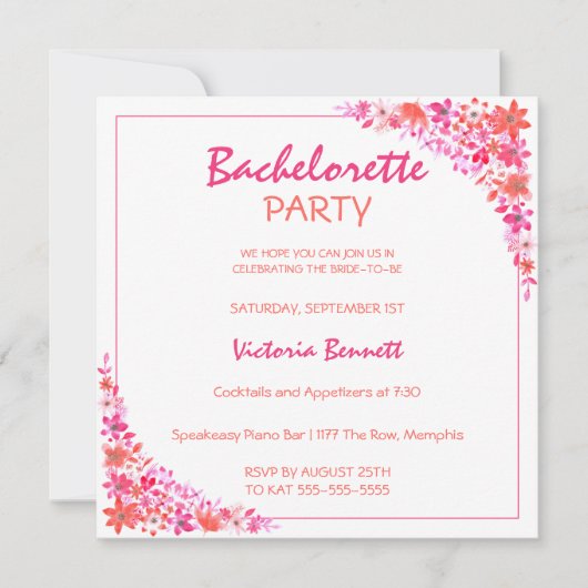 Uitnodiging van Floral Bachelorette (Voorkant)