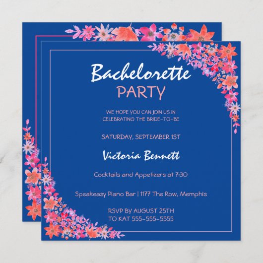 Uitnodiging van Floral Bachelorette (Voorkant / Achterkant)