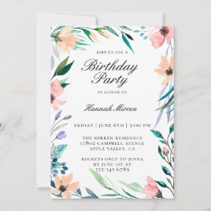  uitnodiging van Floral Birthday