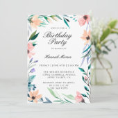 uitnodiging van Floral Birthday (Staand voorkant)