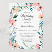 uitnodiging van Floral Birthday (Voorkant / Achterkant)