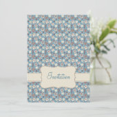  uitnodiging van Floral Blue Pattern (Staand voorkant)
