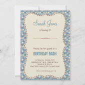  uitnodiging van Floral Blue Pattern (Achterkant)