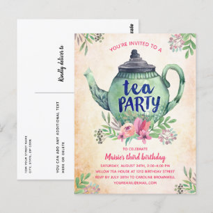  uitnodiging van Floral Tea Party