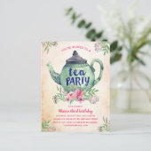  uitnodiging van Floral Tea Party (Staand voorkant)