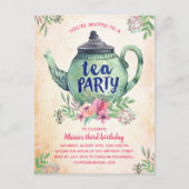  uitnodiging van Floral Tea Party (Voorkant)