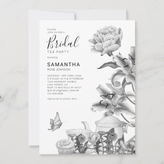  uitnodiging van Floral Tea Party Bridal Shower (Voorkant)