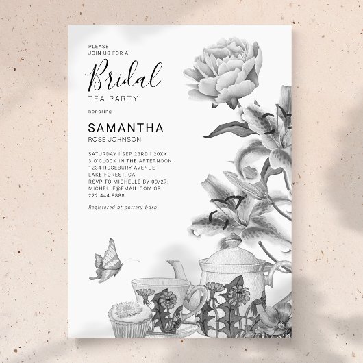  uitnodiging van Floral Tea Party Bridal Shower