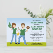 Uitnodiging van football Tailgate Engagement Party (Staand voorkant)