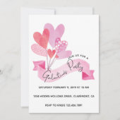 Uitnodiging van Galentinepartij met hartballonnen (Voorkant)