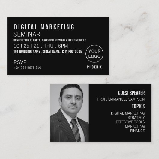 Uitnodiging van gepersonaliseerd seminar/conferent (Voorkant / Achterkant)