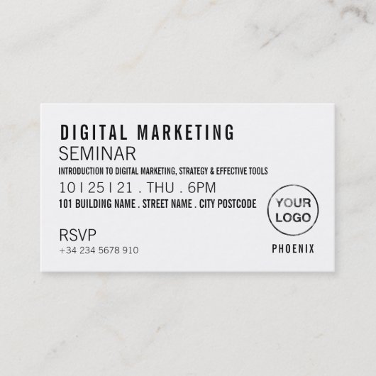 Uitnodiging van gepersonaliseerd seminar/conferent (Voorkant)