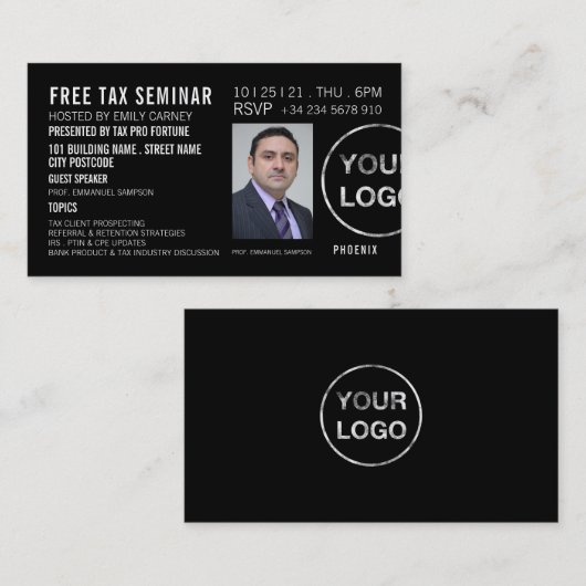Uitnodiging van gepersonaliseerd seminar/conferent (Voorkant / Achterkant)