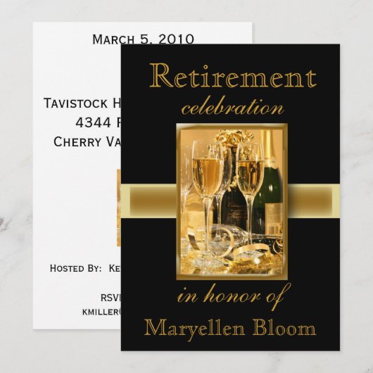 Uitnodiging van gepersonaliseerde aftredingspartij (Voorkant / Achterkant)