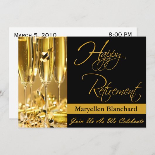 Uitnodiging van gepersonaliseerde aftredingspartij (Voorkant / Achterkant)