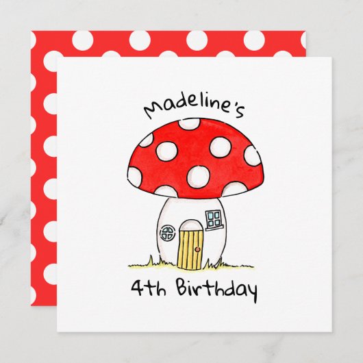 Uitnodiging van gepersonaliseerde Toadstool kinder (Voorkant / Achterkant)