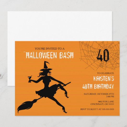 Uitnodiging van getuigen en webhalloween Birthday (Voorkant / Achterkant)