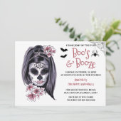 Uitnodiging van Girly Boo & Booze Halloween Party (Staand voorkant)