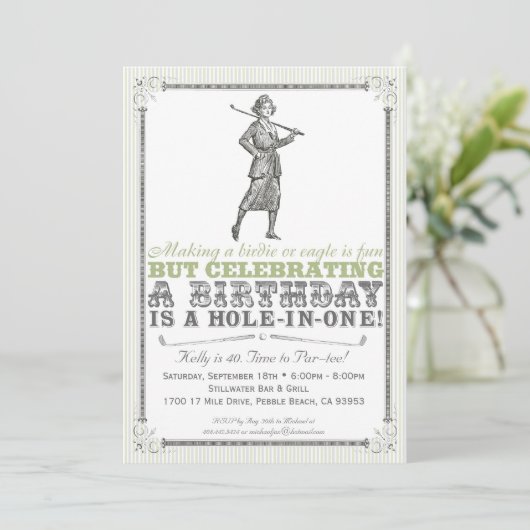  uitnodiging van Golf - Vrouwen (Staand voorkant)