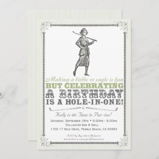  uitnodiging van Golf - Vrouwen (Voorkant / Achterkant)