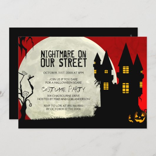  uitnodiging van Halloween Costume Party (Voorkant / Achterkant)