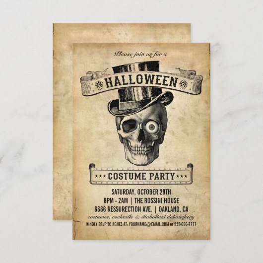  uitnodiging van Halloween - Costume Party (Voorkant / Achterkant)