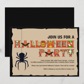 Uitnodiging van halloween Lettering Party